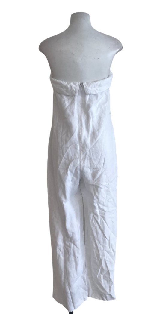 Reformation White Linen Strapless Jumpsuit
