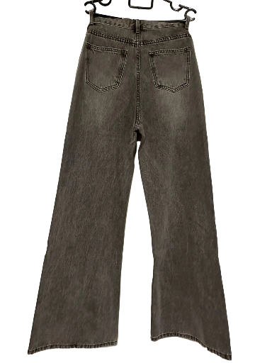 High-Waist Gray Wide-Leg Jeans
