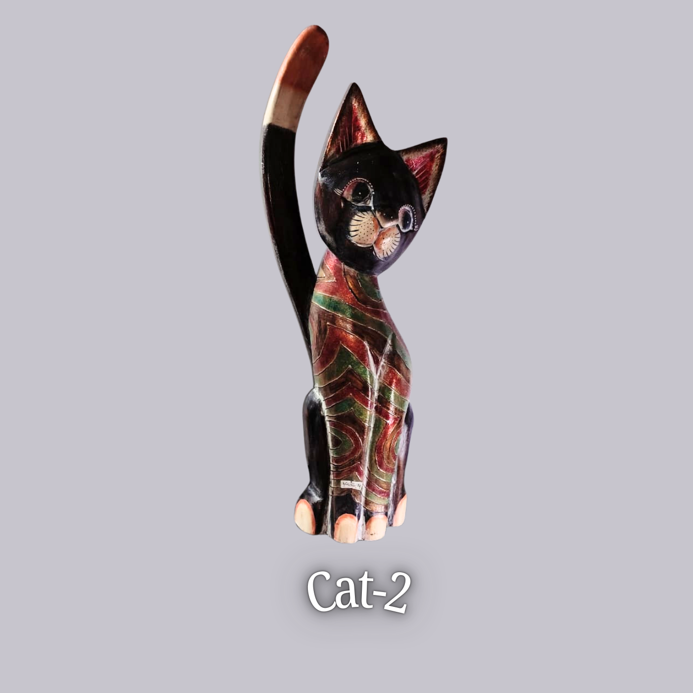 Handcrafted Wooden Cat Figurine