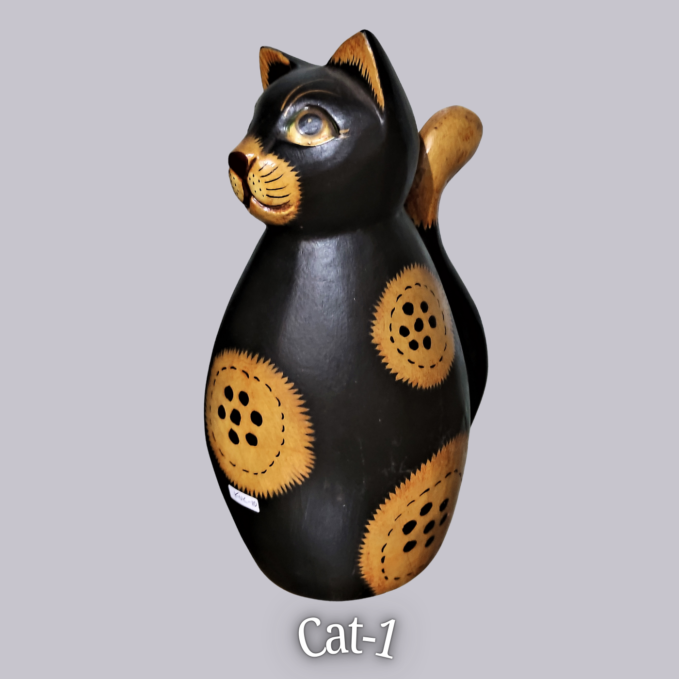 Handcrafted Wooden Cat Figurine