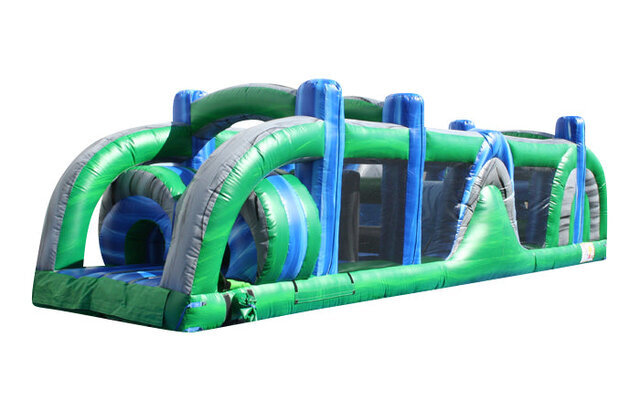 98 FT Inflatable Obstacle Course with 24 FT Dual Lane Slide
