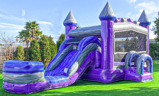  Purple Bounce House with Water Slide