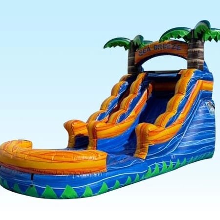 13 FT Tropical Blue Crush Inflatable Water Slide