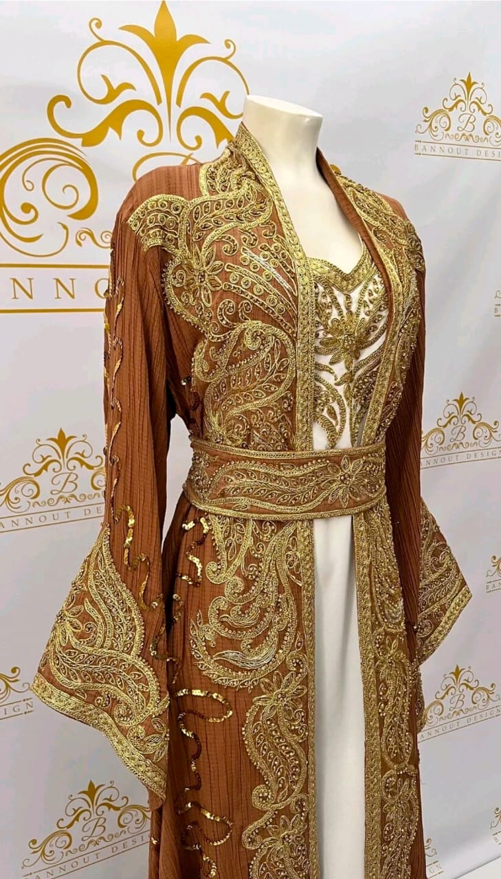 Kaftan Dress 3Pc Golden