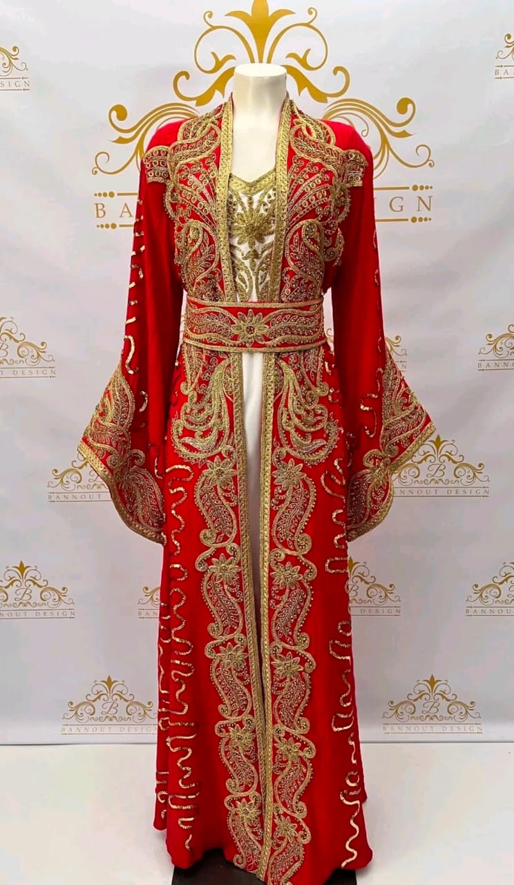 Kaftan Dress 3Pc Golden