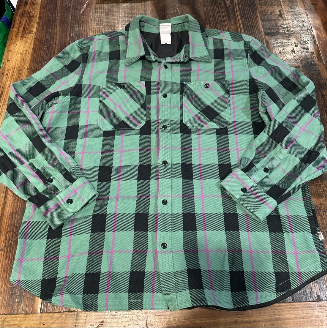The North Face Shirt Jacket Heavyweight Green Plaid Cotton Shacket Men’s 3XL