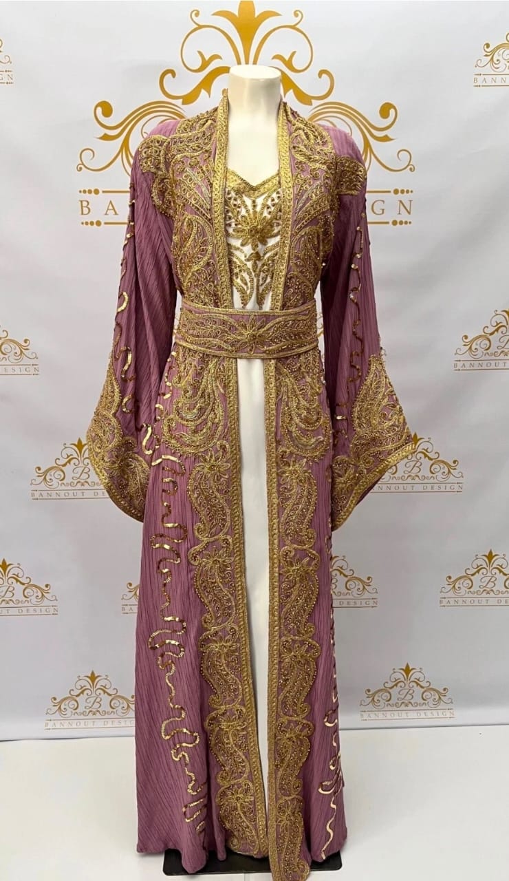 Kaftan Dress 3Pc Golden