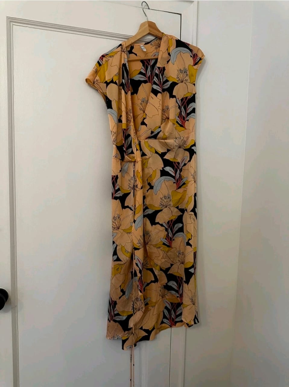 wrap Dress with Bold Floral Design