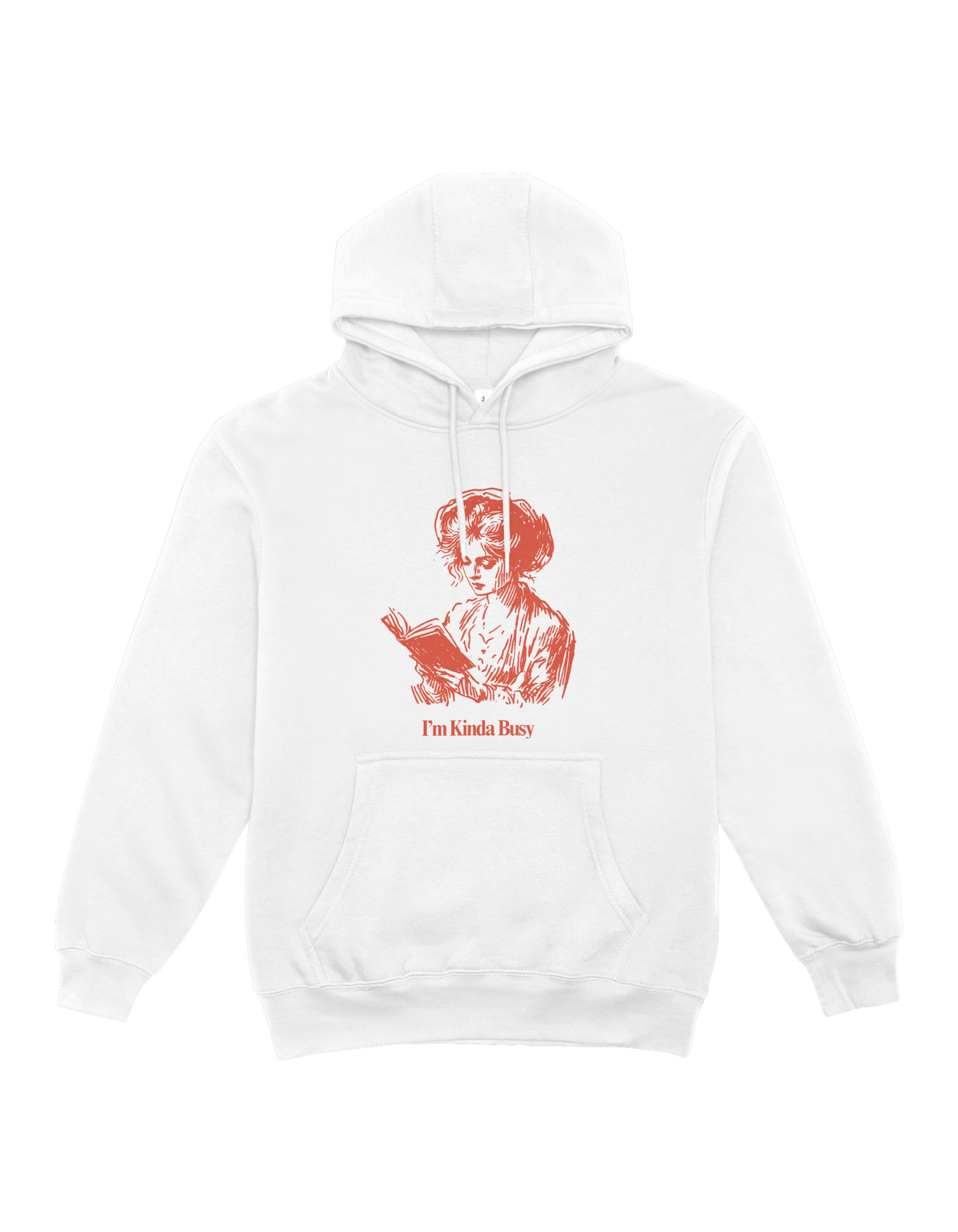 I'm Kinda Busy White Hoodie Red Girl