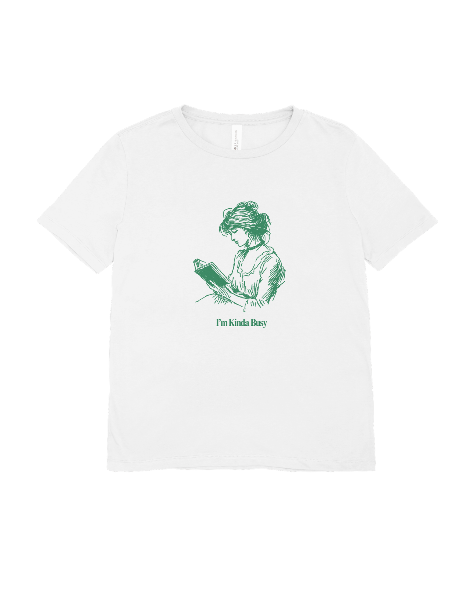 I'm Kinda Busy White T-shirt Green Girl