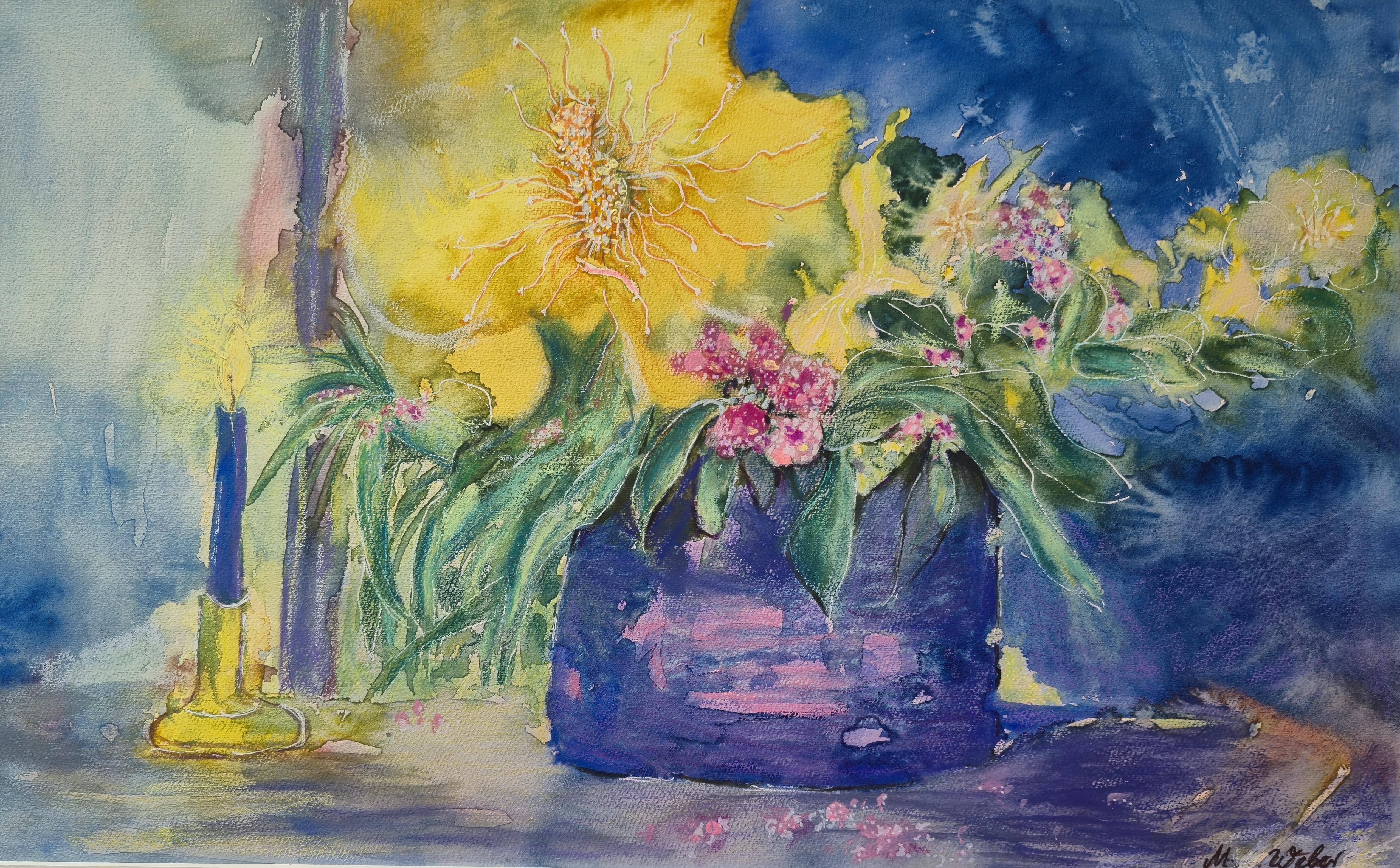 Blumenstillleben in Auflösung - Aquarell 