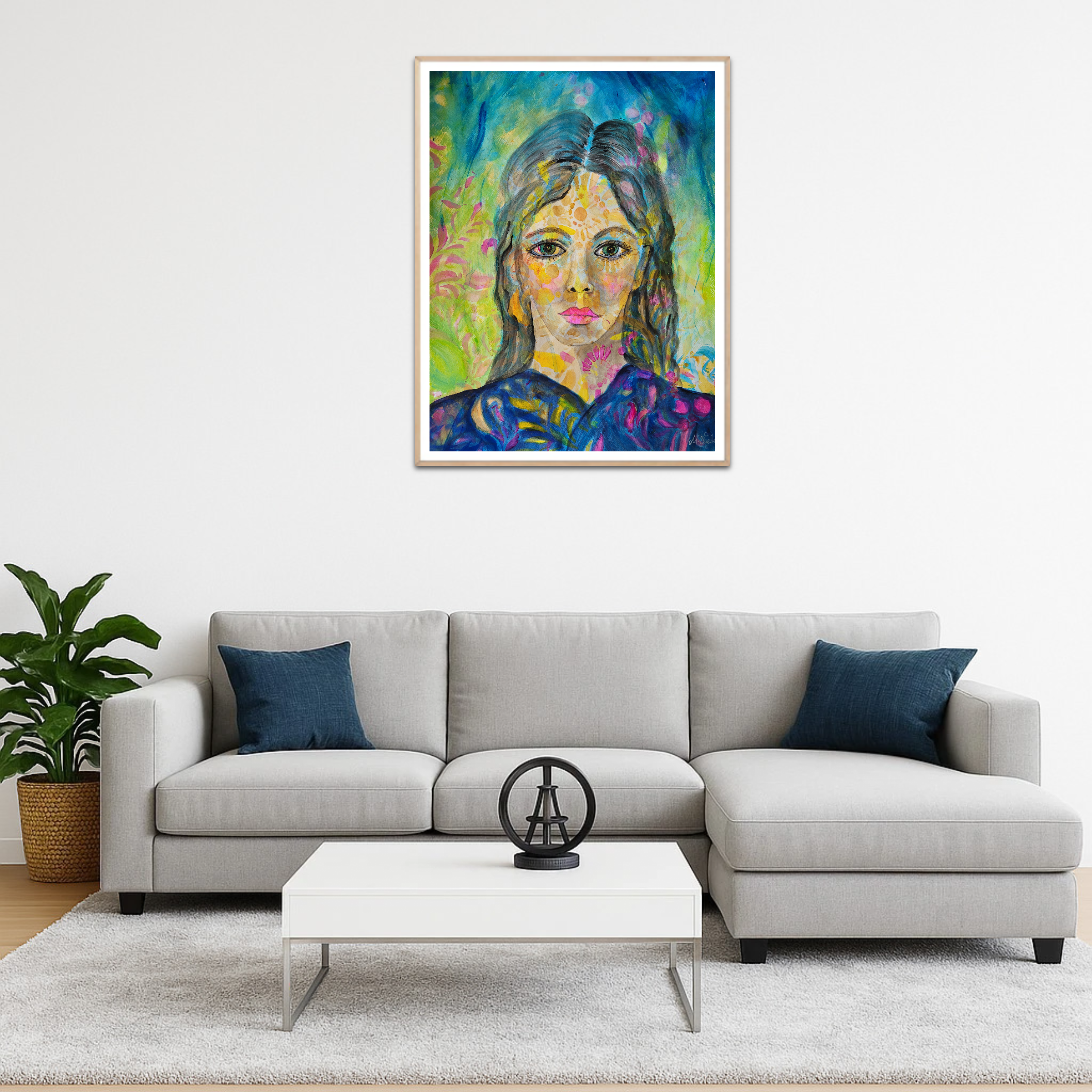 Junge Frau als Porträtgemälde - Mixed-Media-Bild