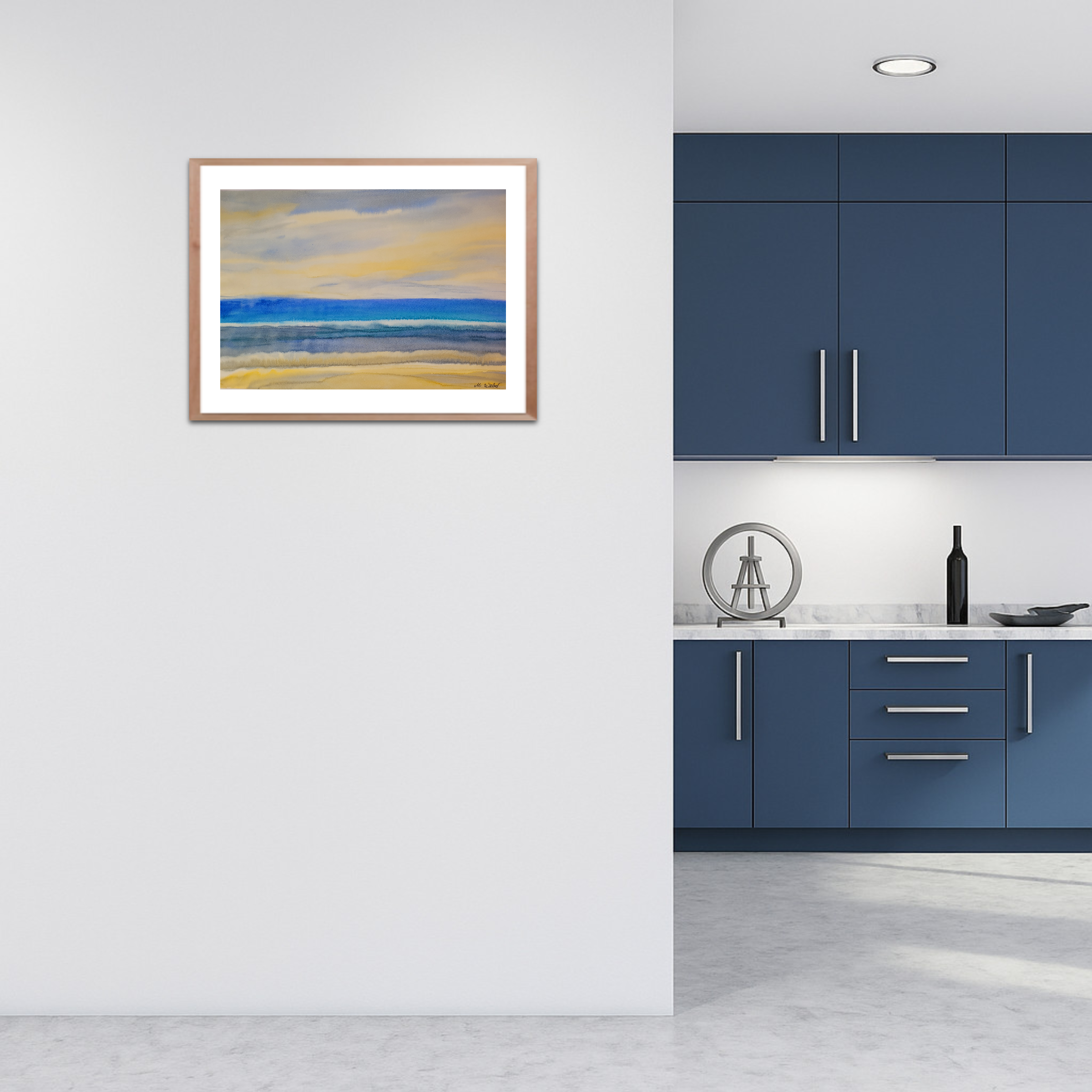 Meditation am weiten Meer – Aquarell