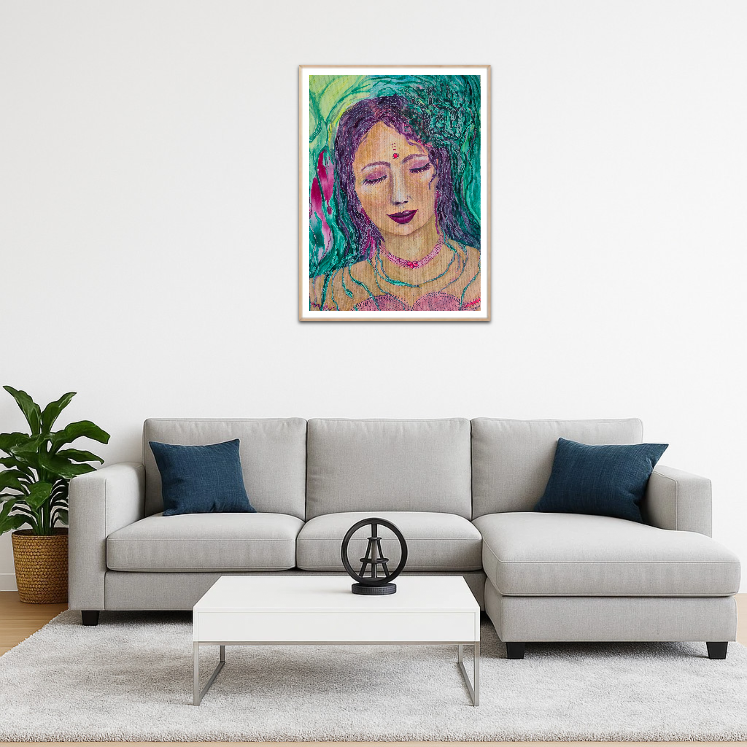 Energetische, farbenfrohe Heilerin – Porträt in Aquarell und Zeichentusche