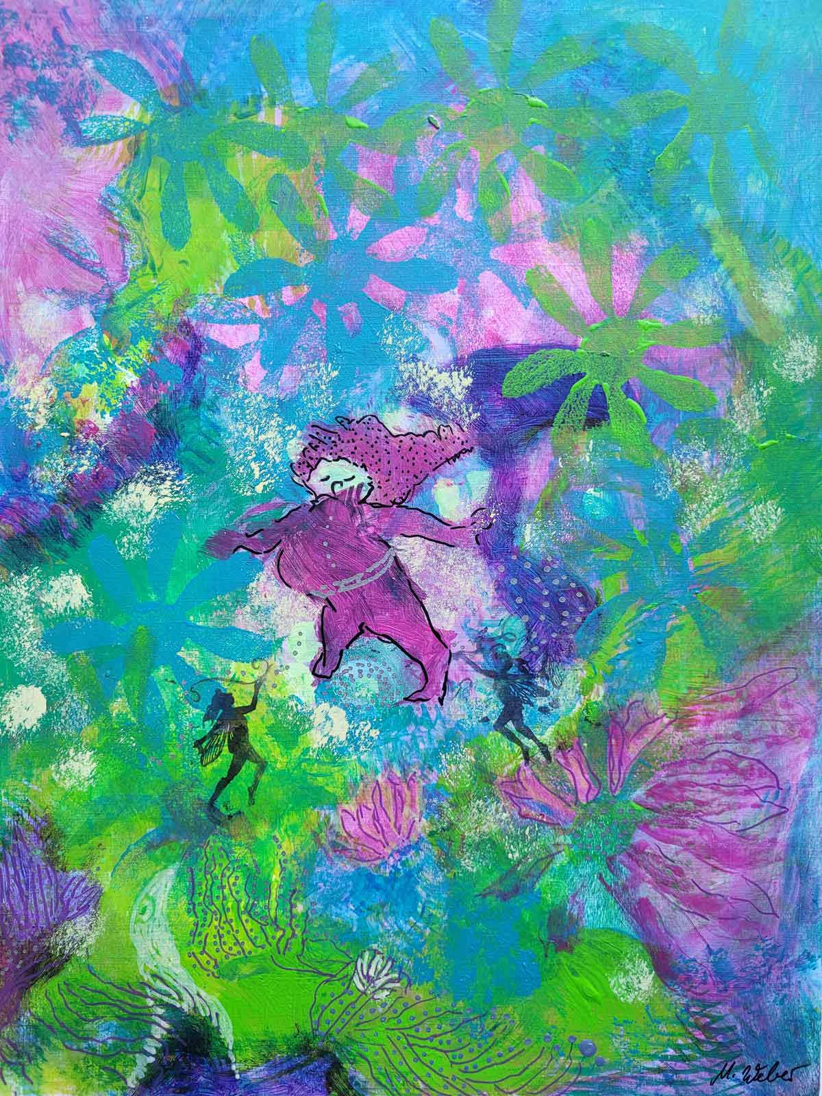 Magisches, intuitives Märchen-Gemälde – Mixed-Media-Bild