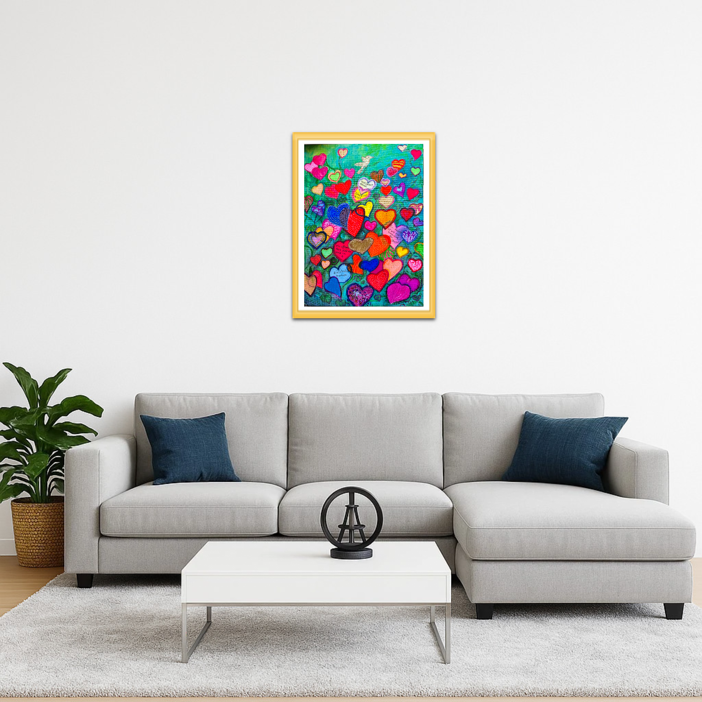 Liebevolle Herz-Kunst - Mixed-Media-Gemälde 