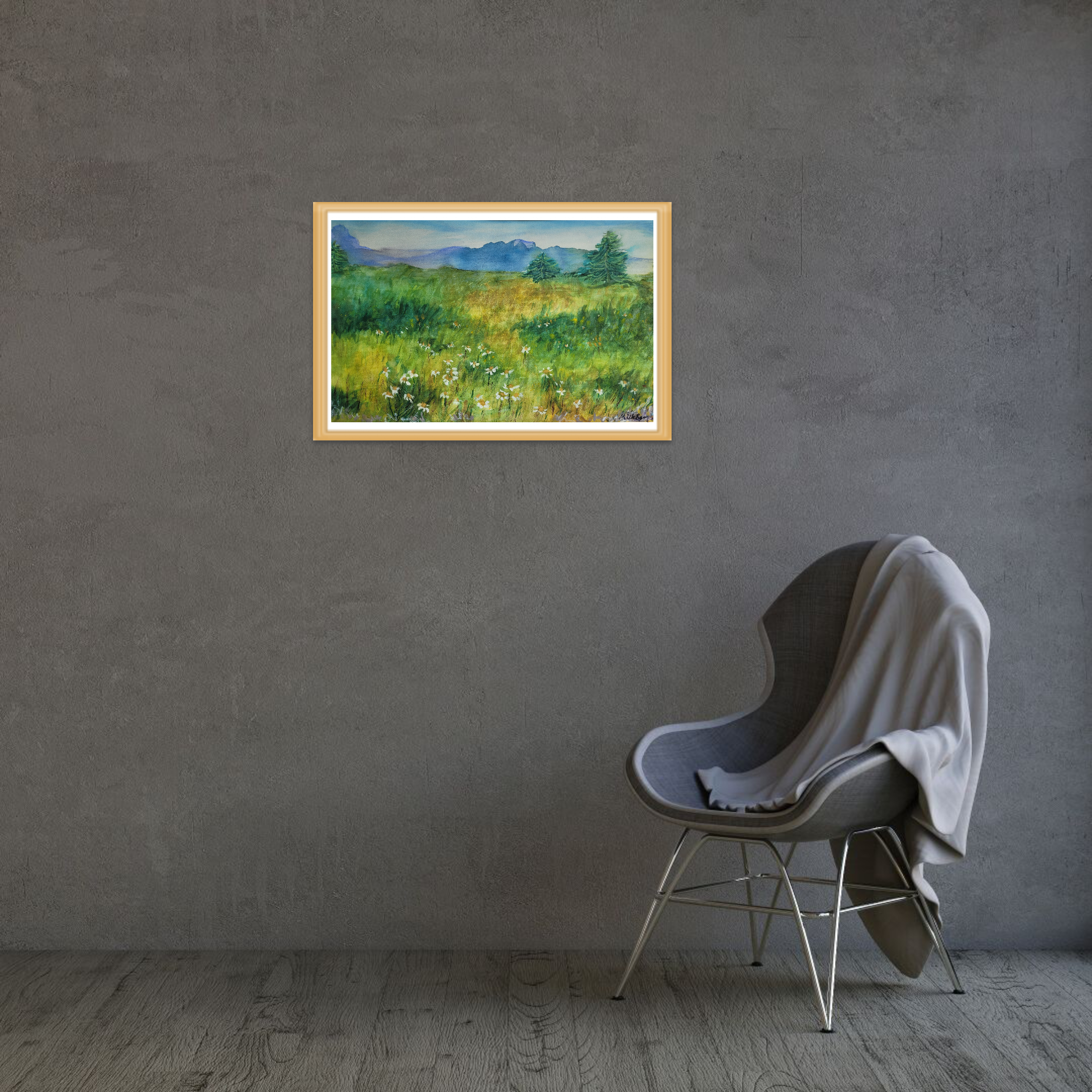 Blumenwiese in Schweden - Aquarell