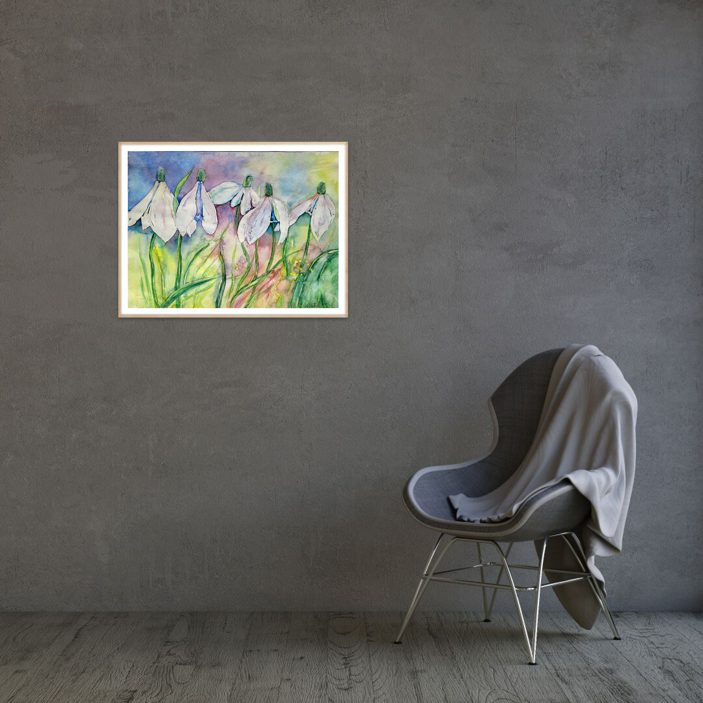 Schneeglöckchen ganz groß – Aquarell