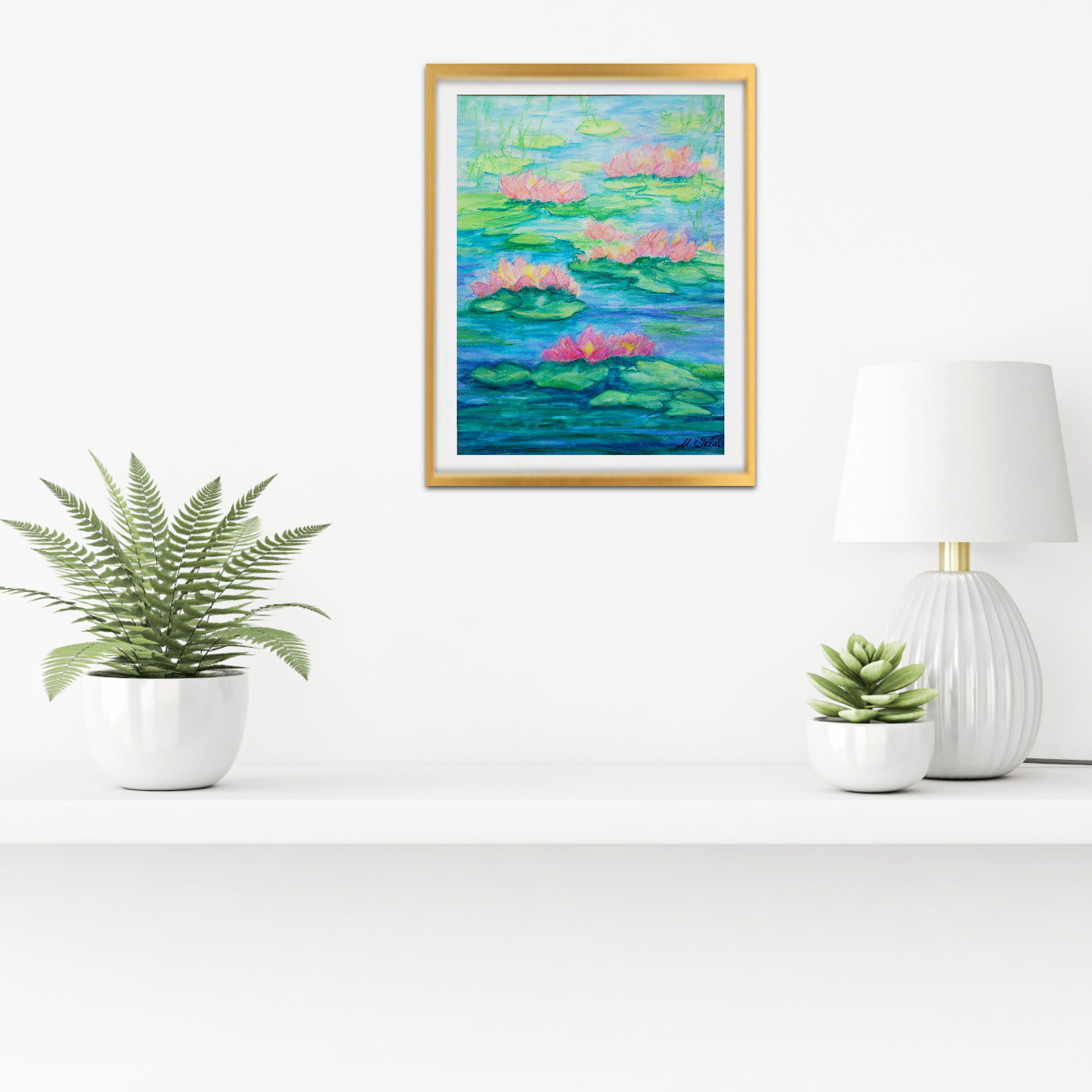  Mystischer Seerosen-Teich - Aquarell-Gemälde