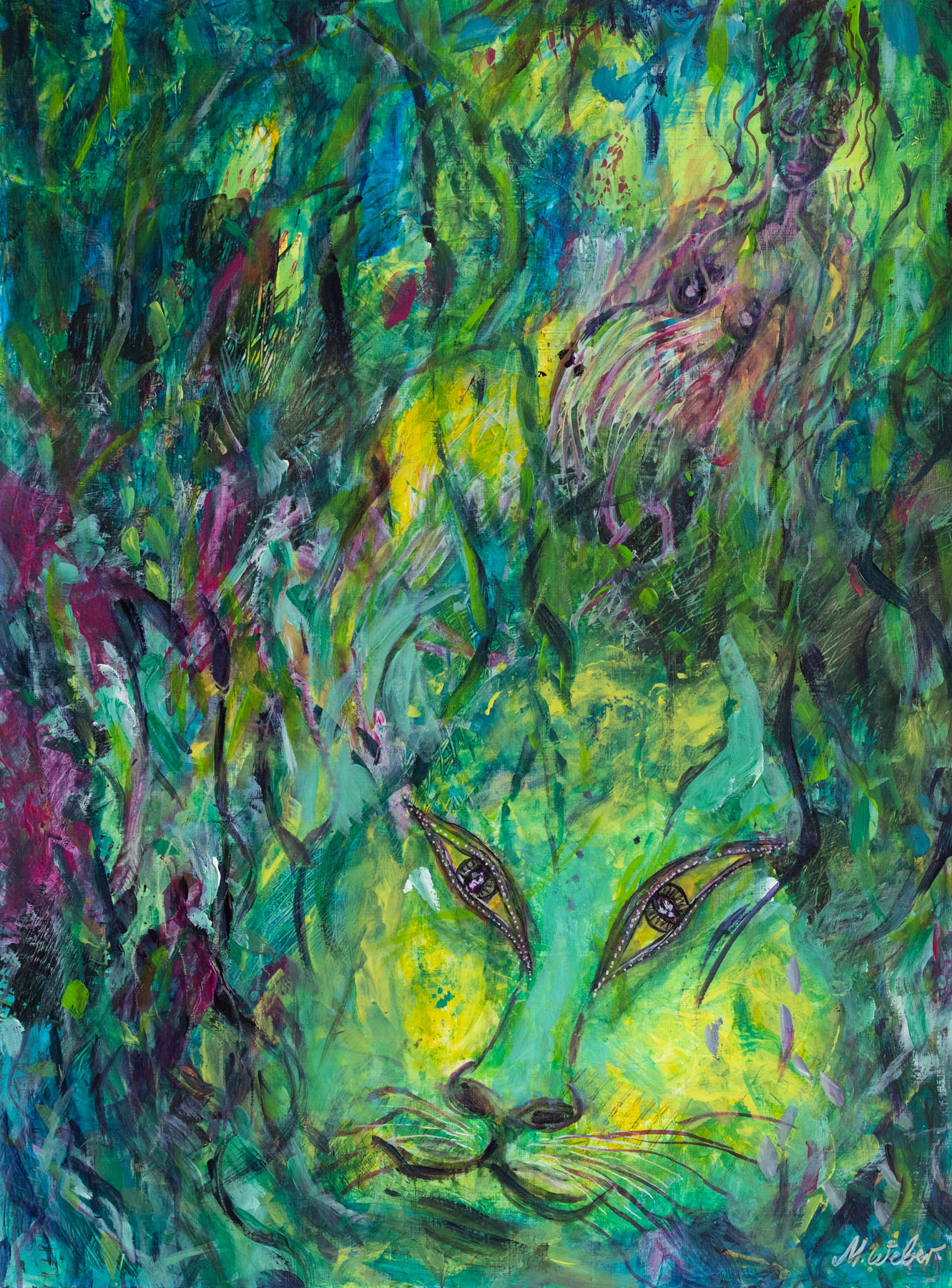 Hüterinnen des Regenwaldes – Mixed-Media-Bild