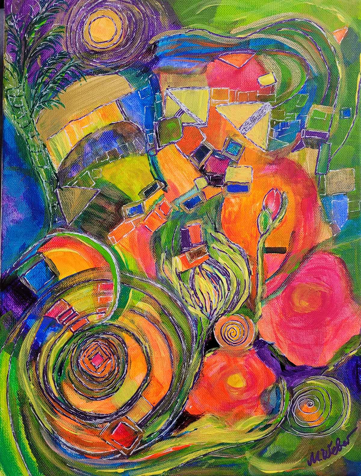 Brasilien-Power – Abstraktes Acrylgemälde auf Leinwand