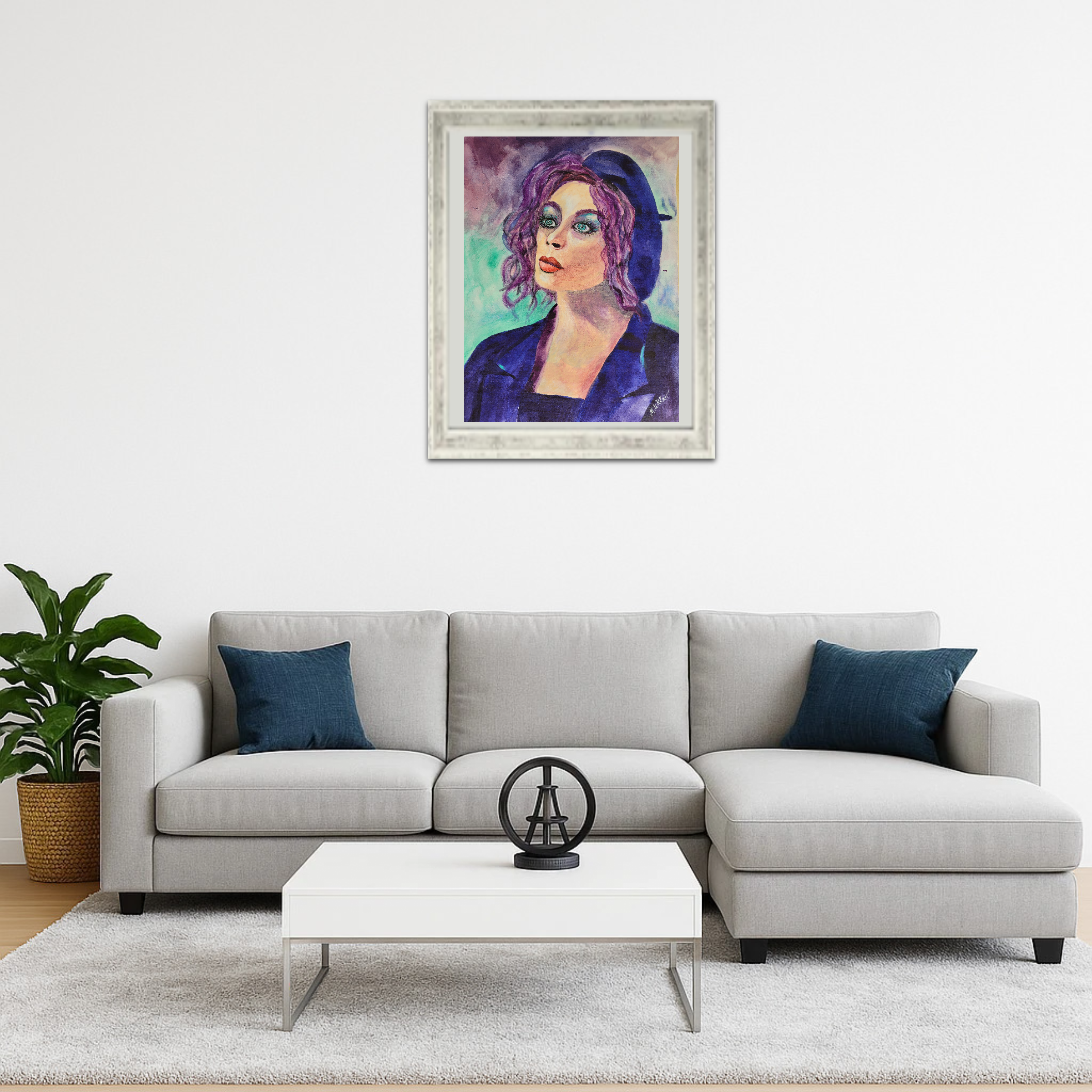 Selbstbewusste junge Frau – Künstlerisches Porträt in Aquarell