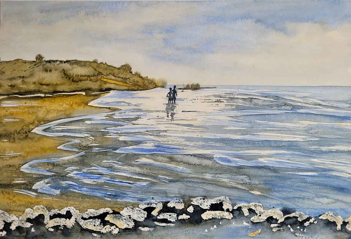 Entschleunigung an Dänemarks Westküste - Aquarell 