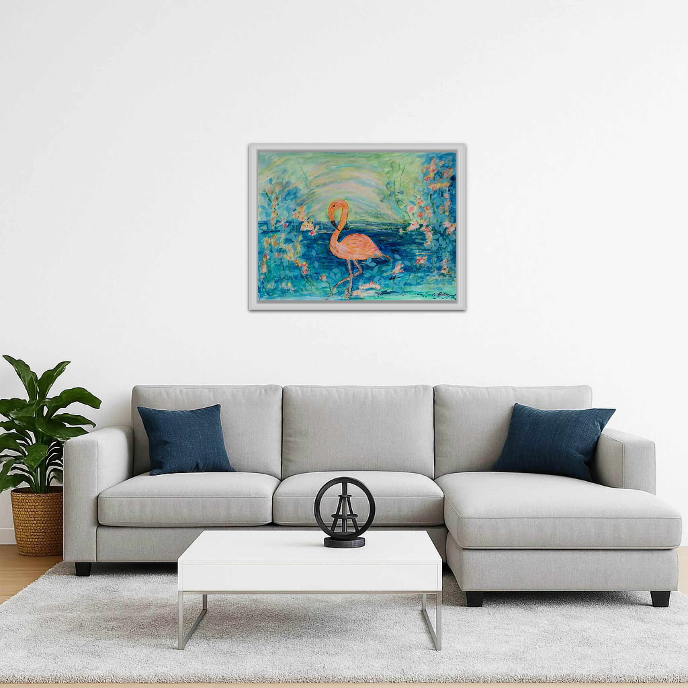 Ein Flamingo in der Salzwüste Chiles  - Mixed-Media-Bild