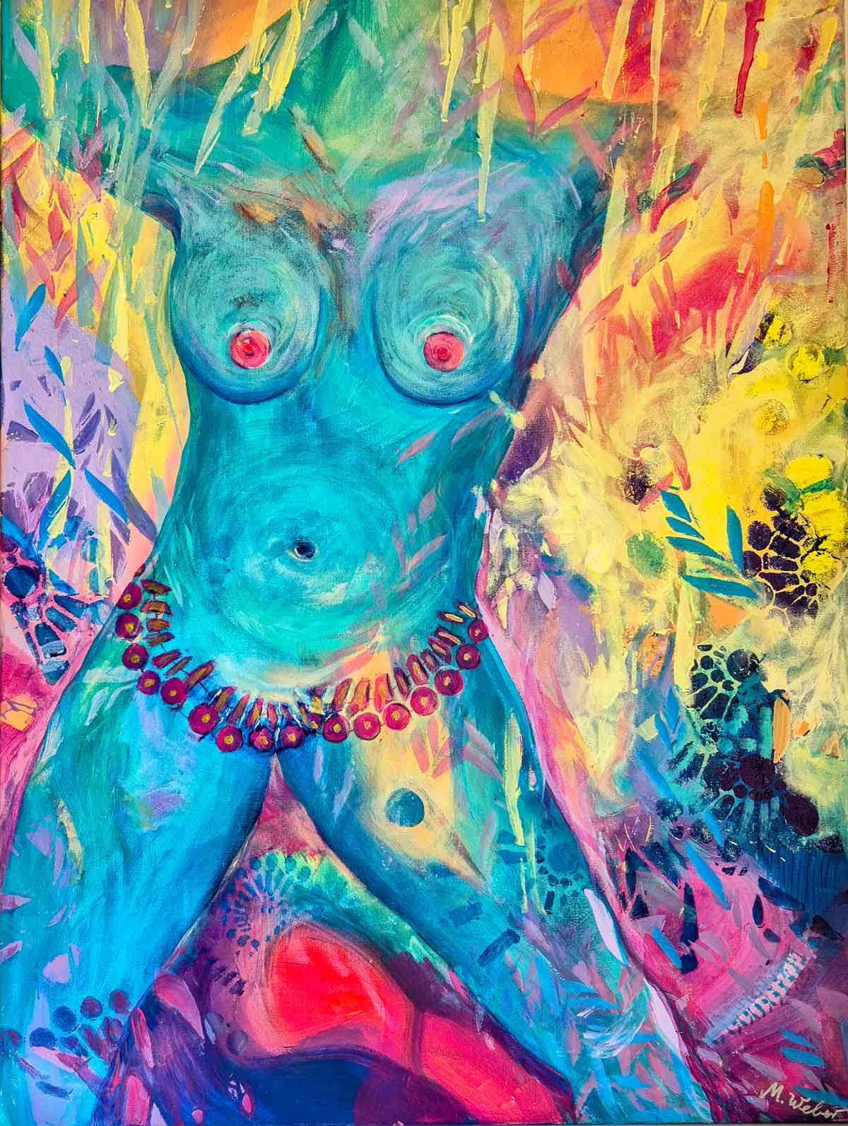 Intuitives abstraktes Aktgemälde - Acryl