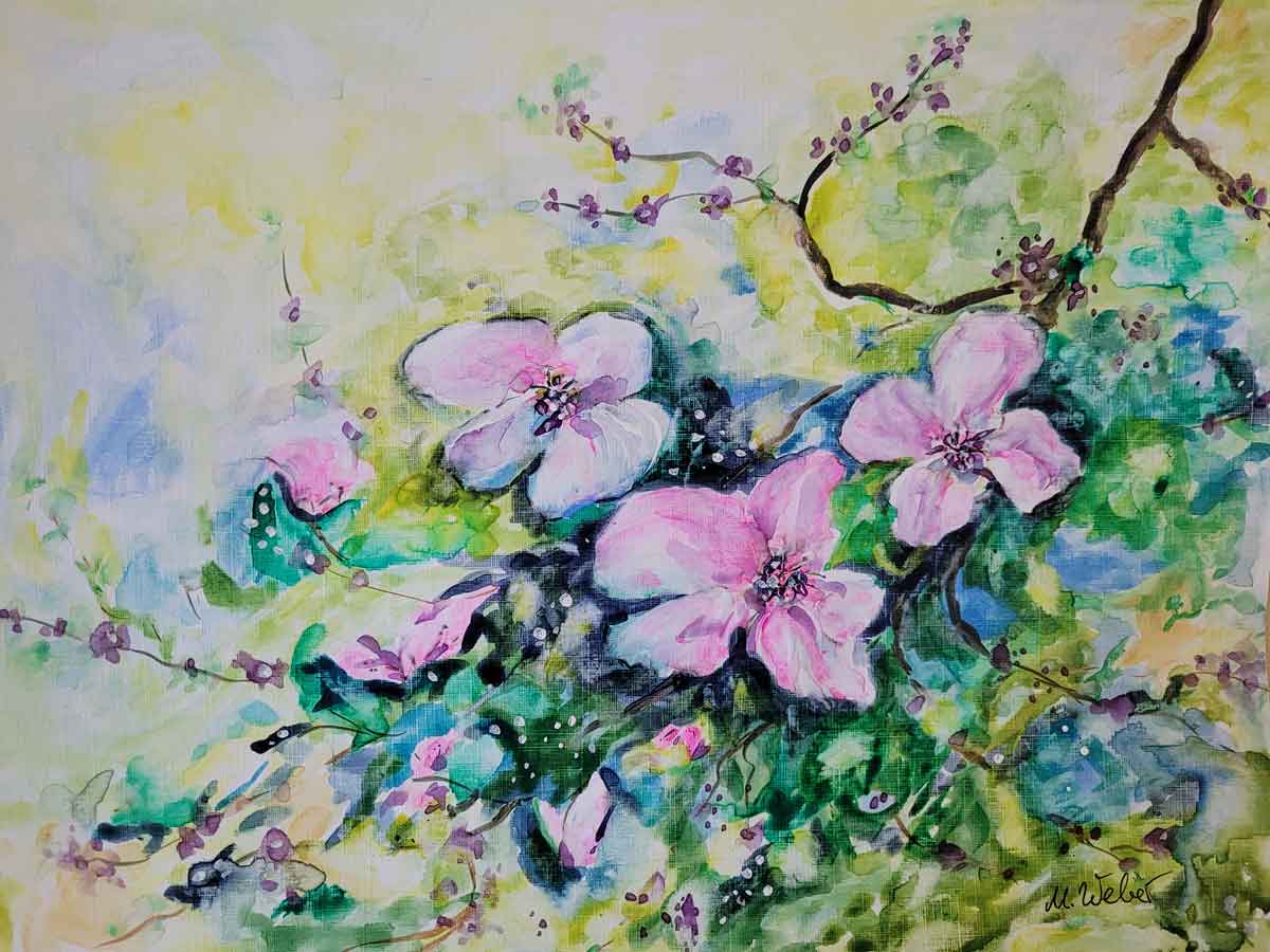 Zartes Blütenerwachen – Aquarellgemälde