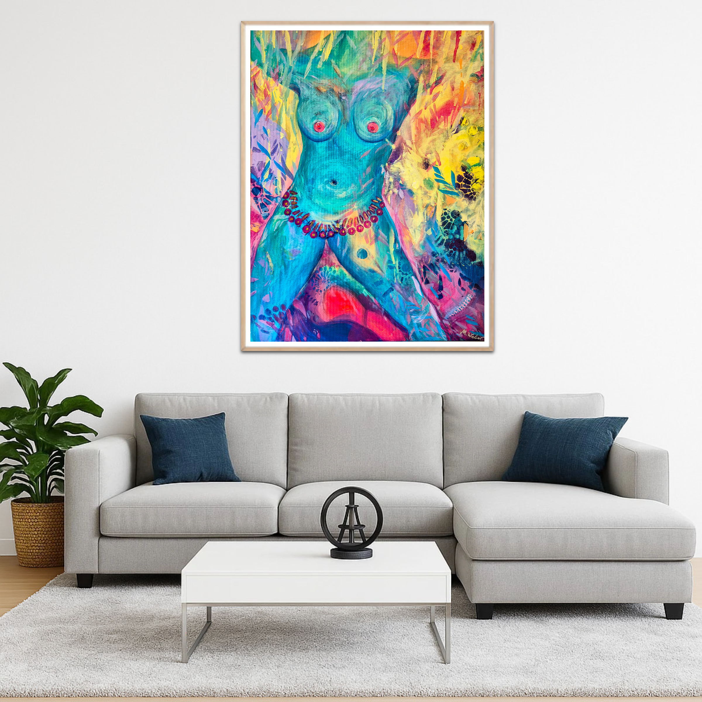 Intuitives abstraktes Aktgemälde - Acryl