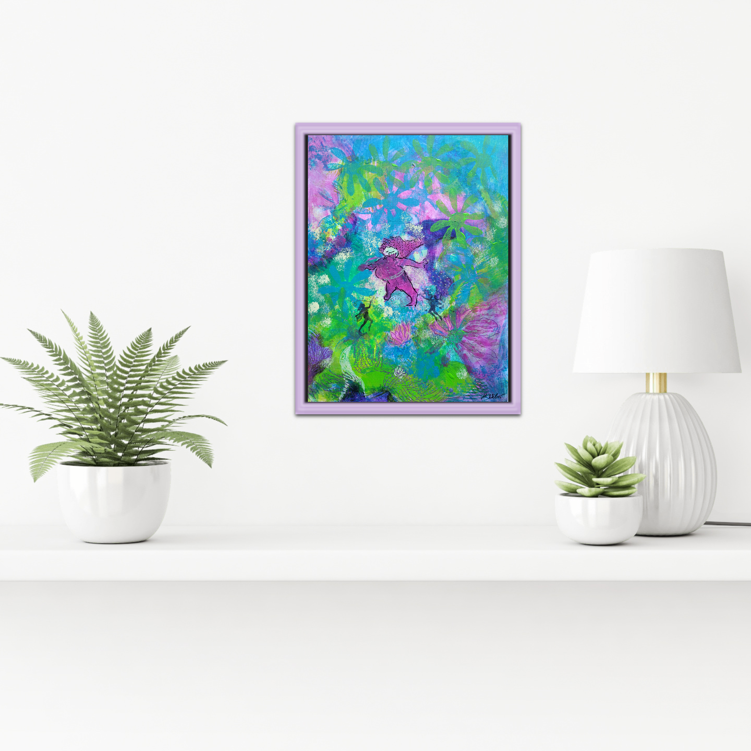 Magisches, intuitives Märchen-Gemälde – Mixed-Media-Bild