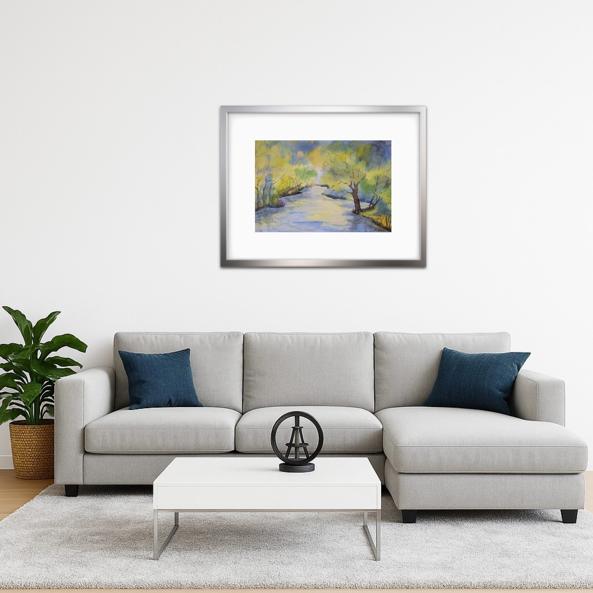 Sanfte Frühlingsstimmung am Bach - Aquarell 