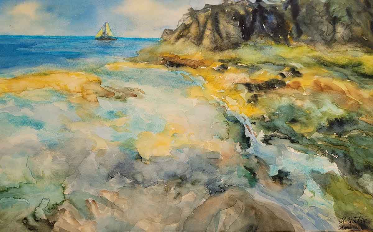 Das Wasser sucht sich seinen Weg - Aquarell