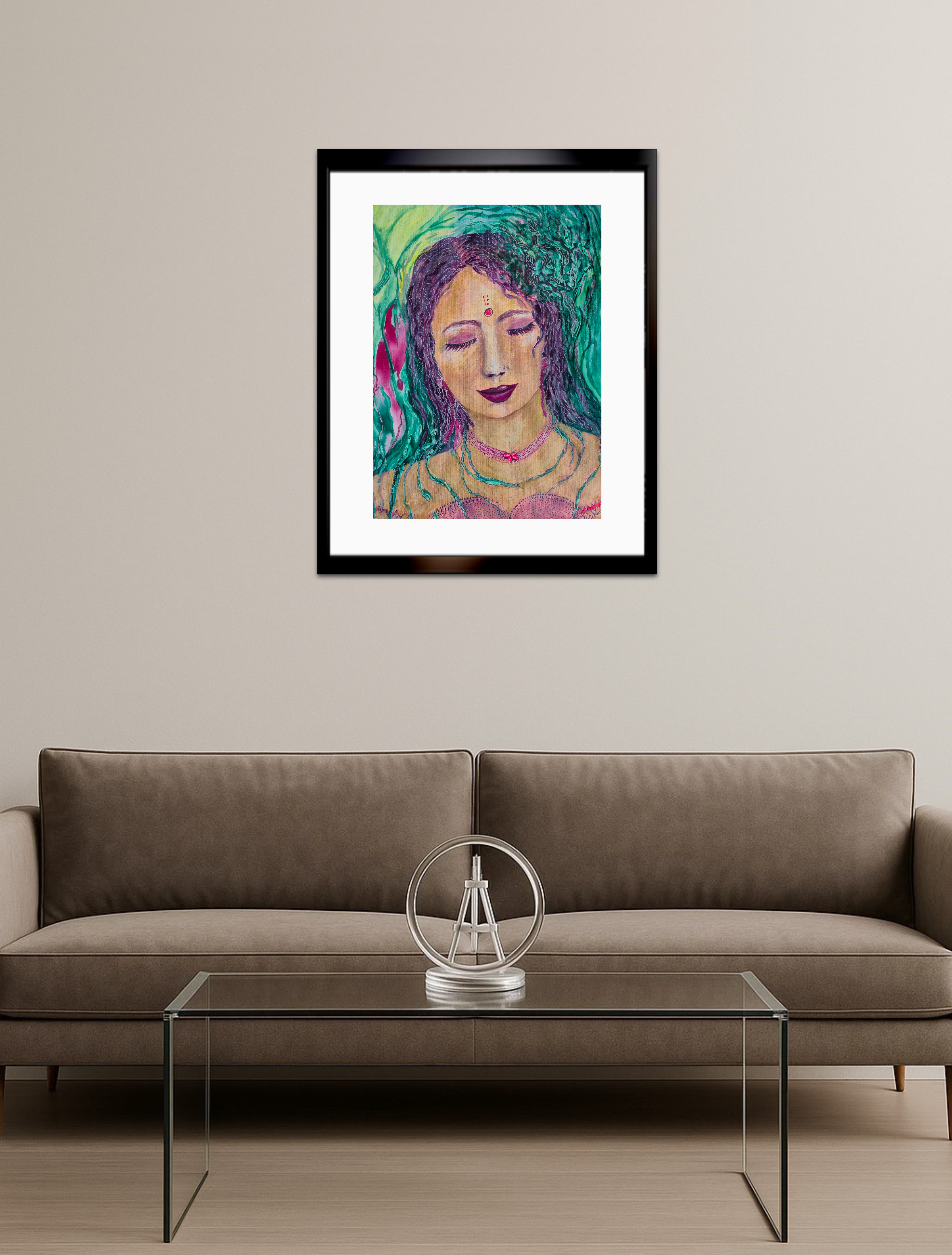 Energetische, farbenfrohe Heilerin – Porträt in Aquarell und Zeichentusche