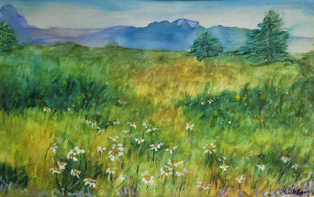 Blumenwiese in Schweden - Aquarell