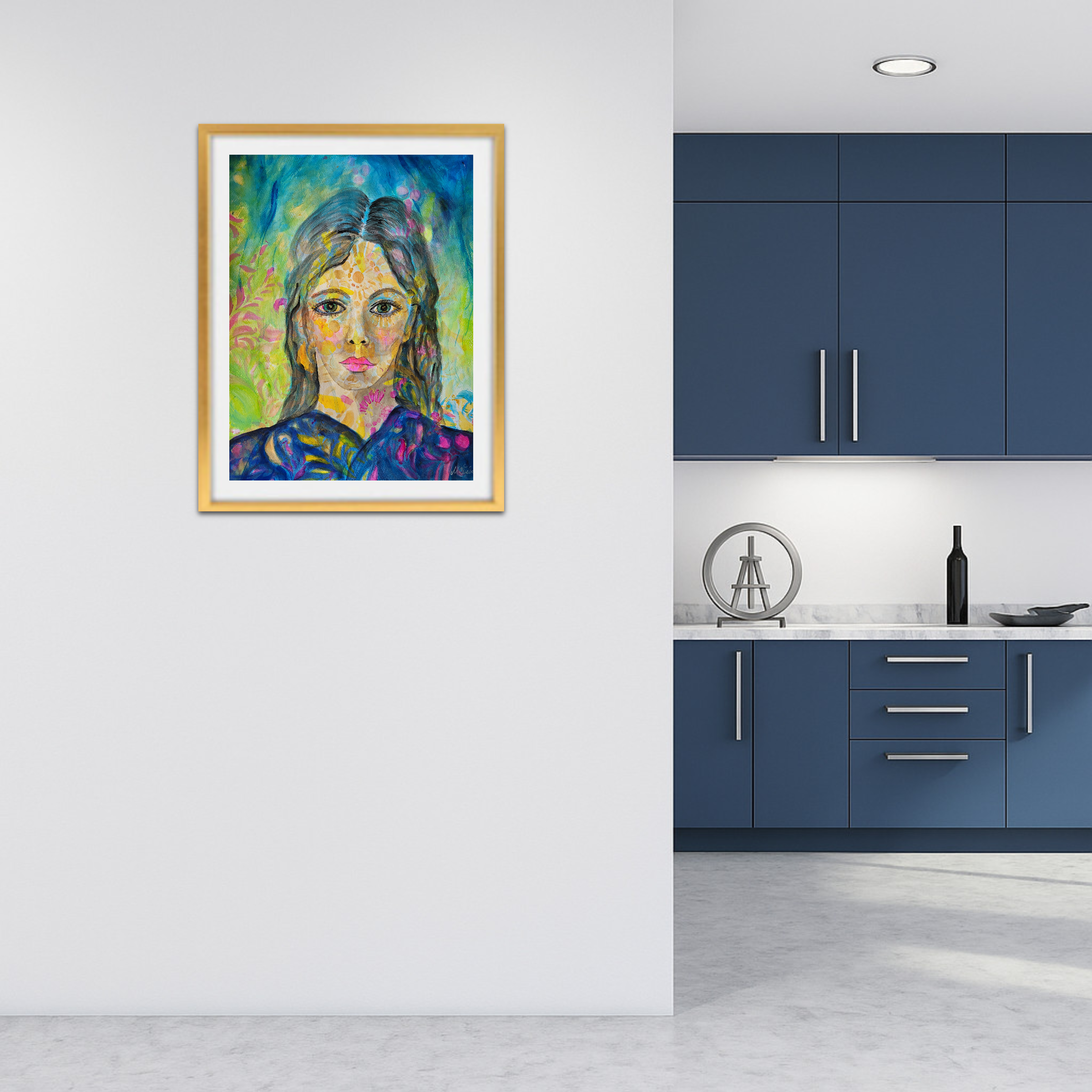 Junge Frau als Porträtgemälde - Mixed-Media-Bild