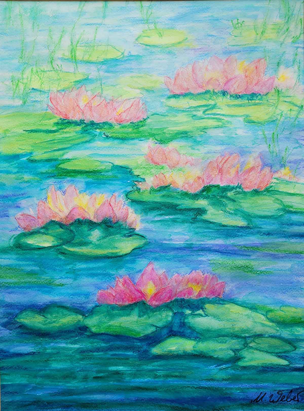  Mystischer Seerosen-Teich - Aquarell-Gemälde