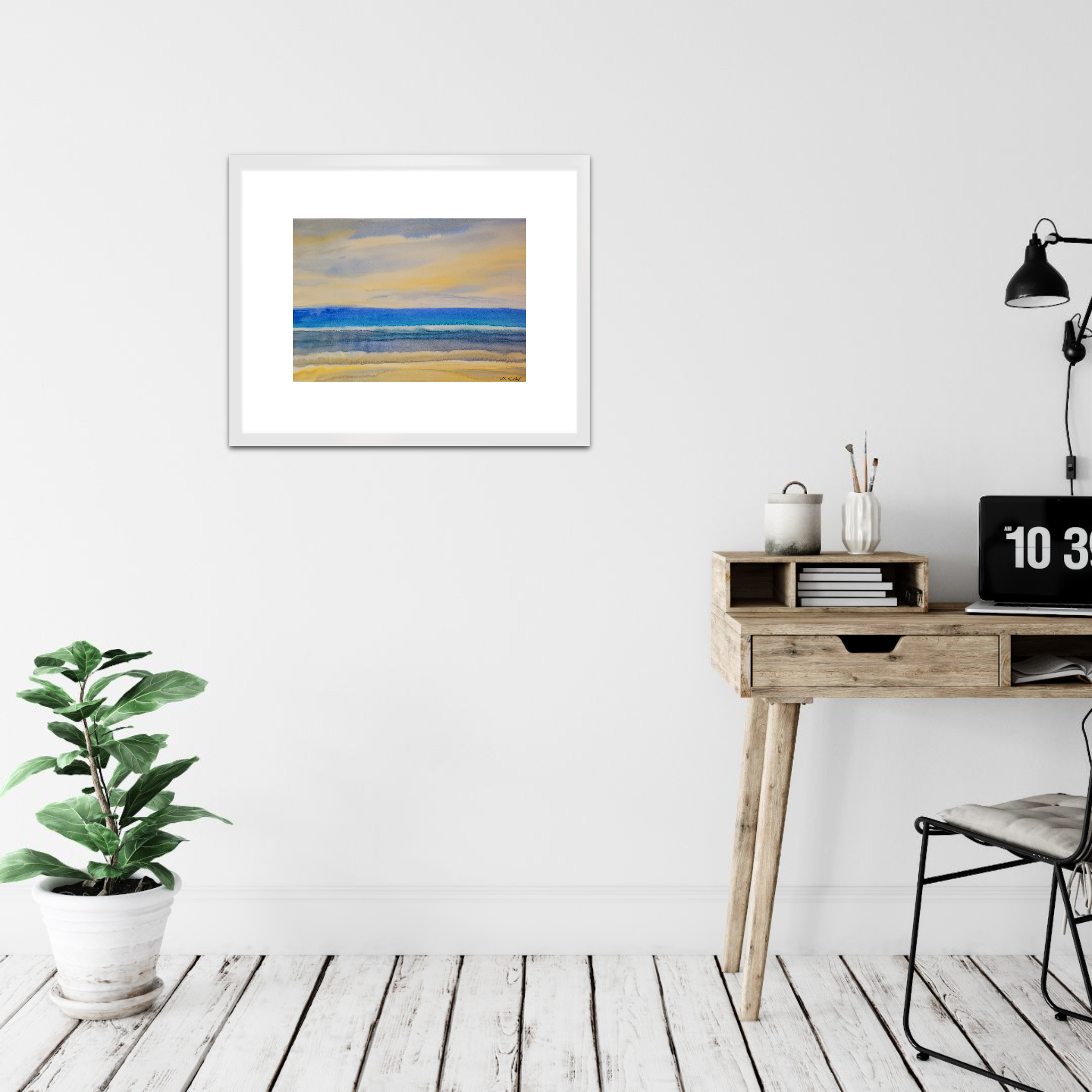 Meditation am weiten Meer – Aquarell