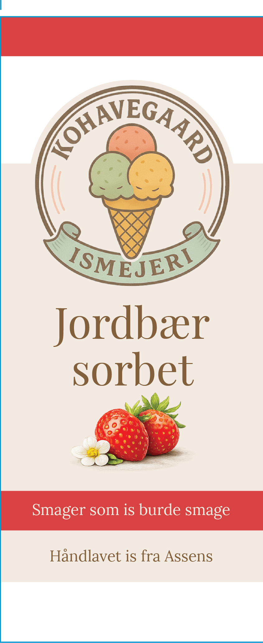 Jordbær sorbet ispind