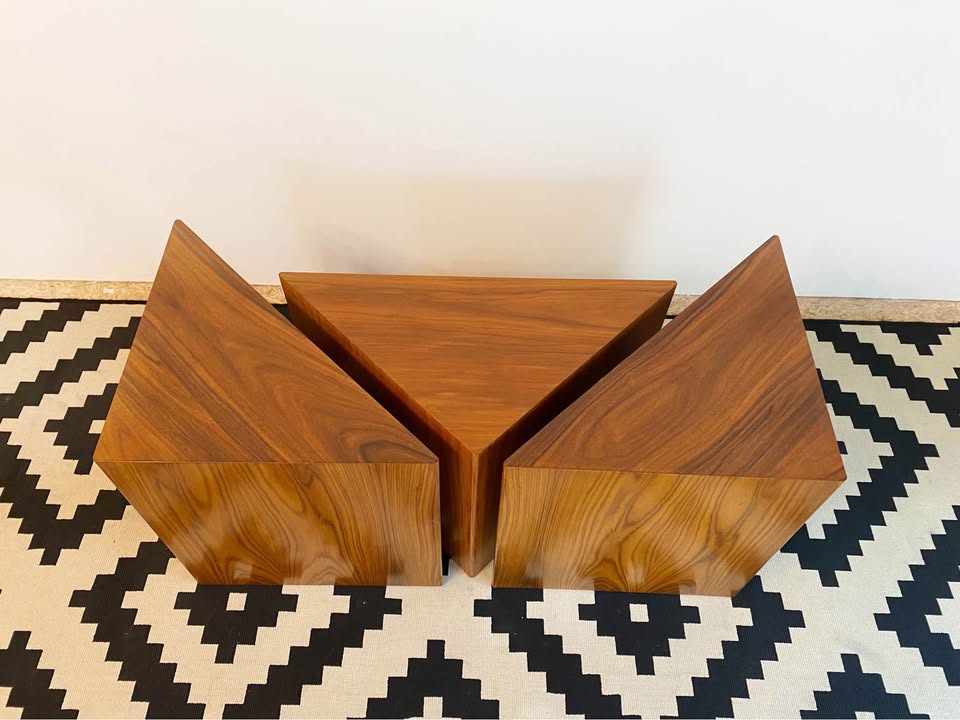 Geometric Wood Coffee Table Set