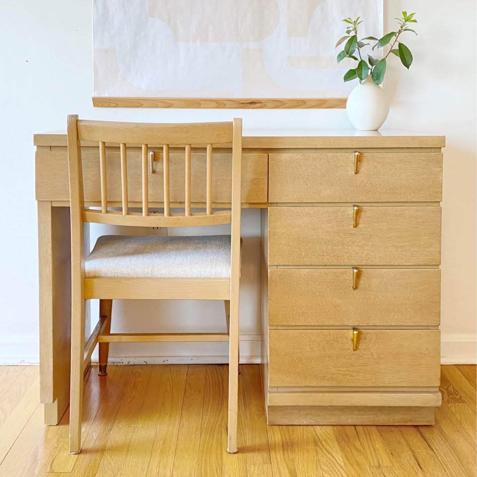 Oak Writing Desk & Chair Set