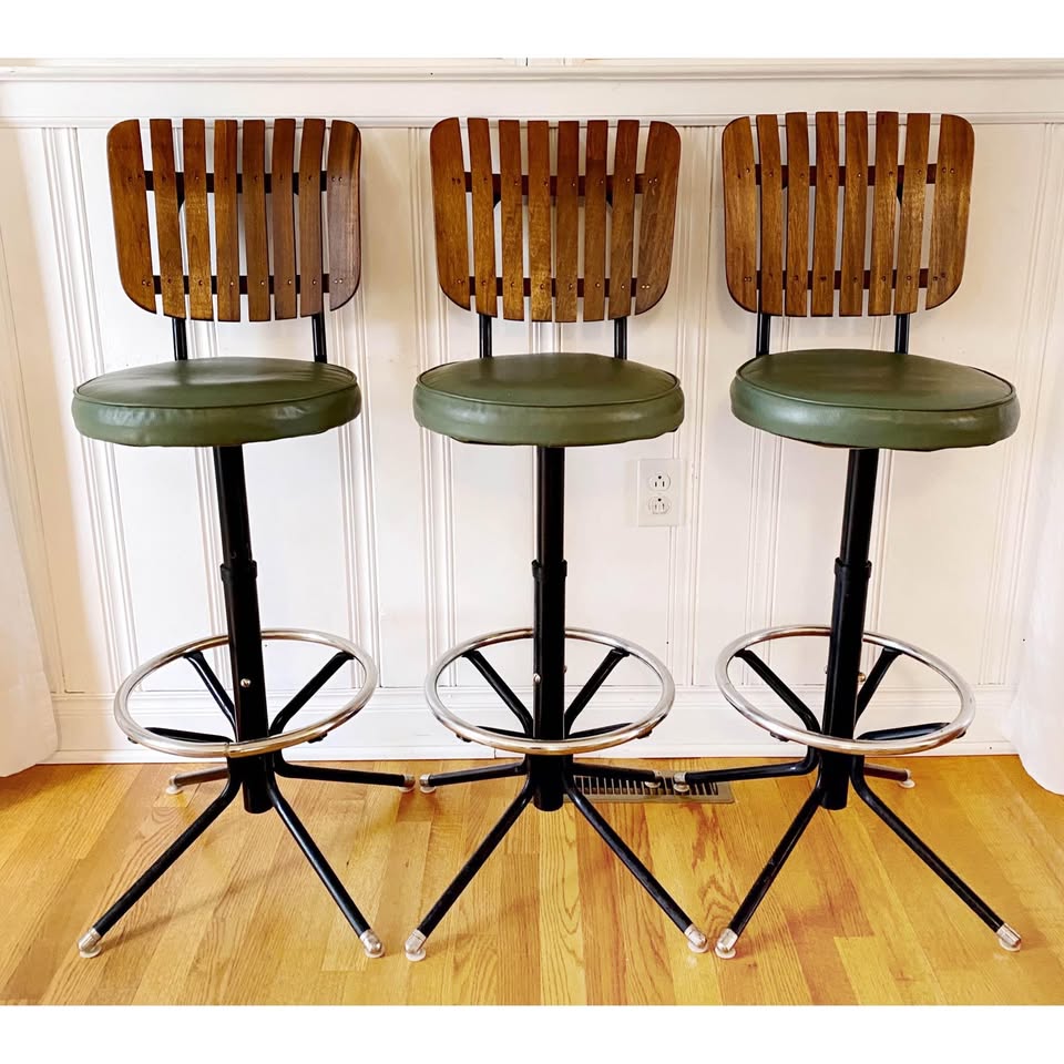 Vintage Industrial Bar Stools Set