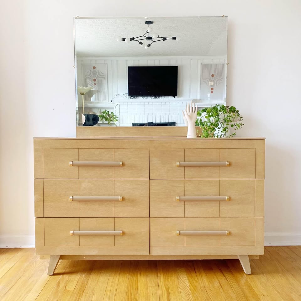 Modern Oak Dresser with Mirror