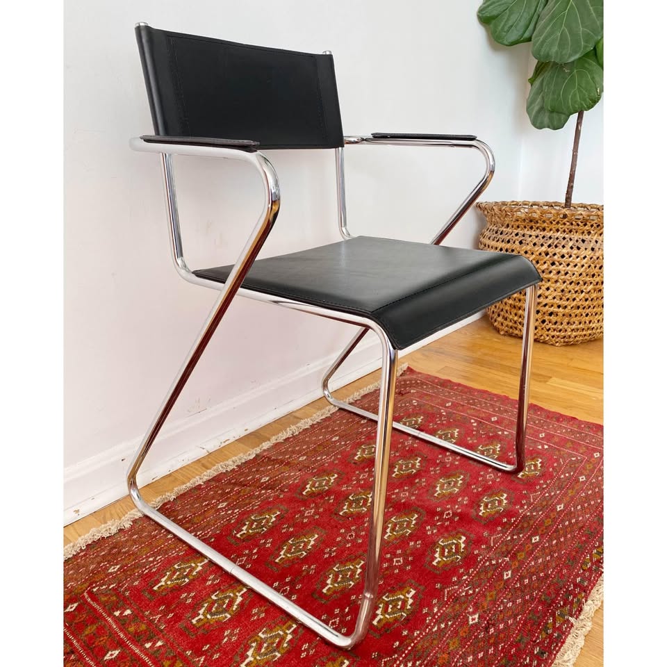Modern Chrome & Leather Chair