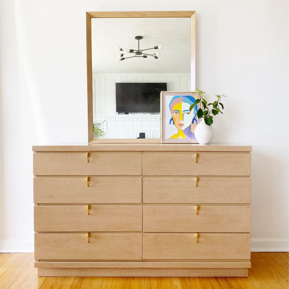 Modern Oak Dresser with Mirror