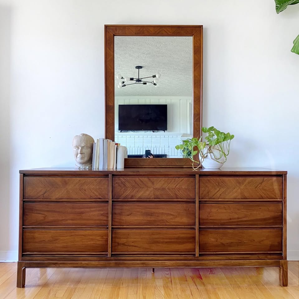 Mid-Century Modern Dresser & Mirror Set