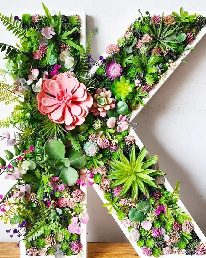 Botanical Faux Succulent Wall Letter (40cm/16" or 50cm/20" high)