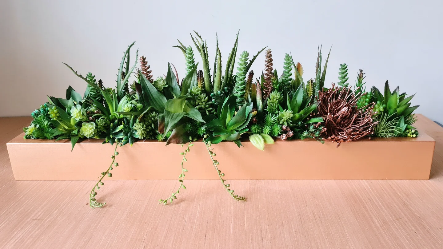 Faux Succulent Arrangement (tones of natural Green with Copper accents)