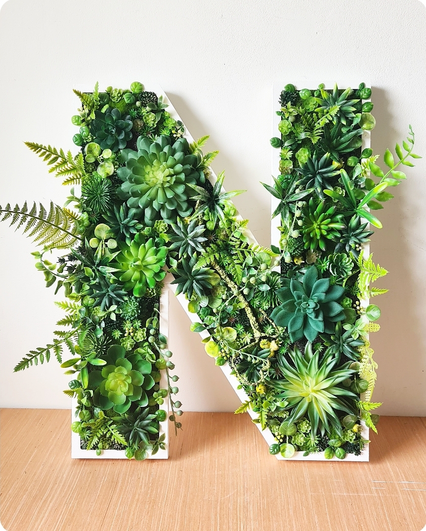 Botanical Faux Succulent Wall Letter (40cm/16" or 50cm/20" High)